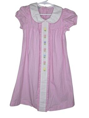 Edgehill Collection Girl's Pink Gingham Puff Sleeve Dress Size 6